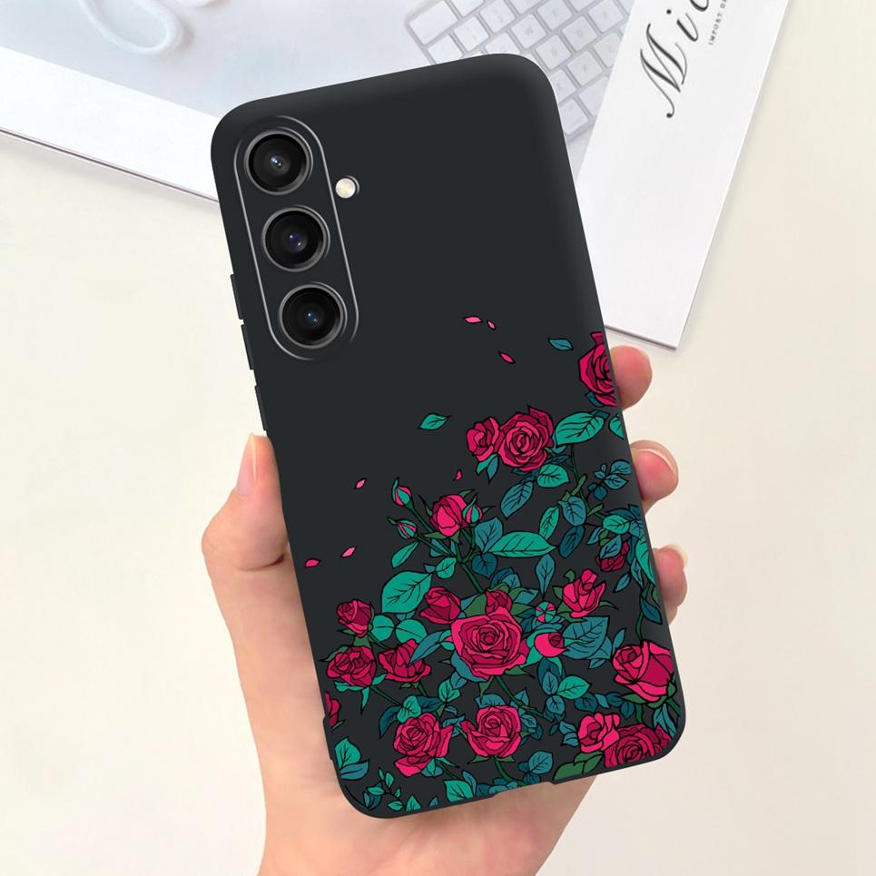 Для Чехла Funda Samsung A35 5G Case SM-A356E Пара Любовь Сердце Цветок Кошка Рисунок Задняя Крышка Для Samsung Galaxy A35 5G Etui