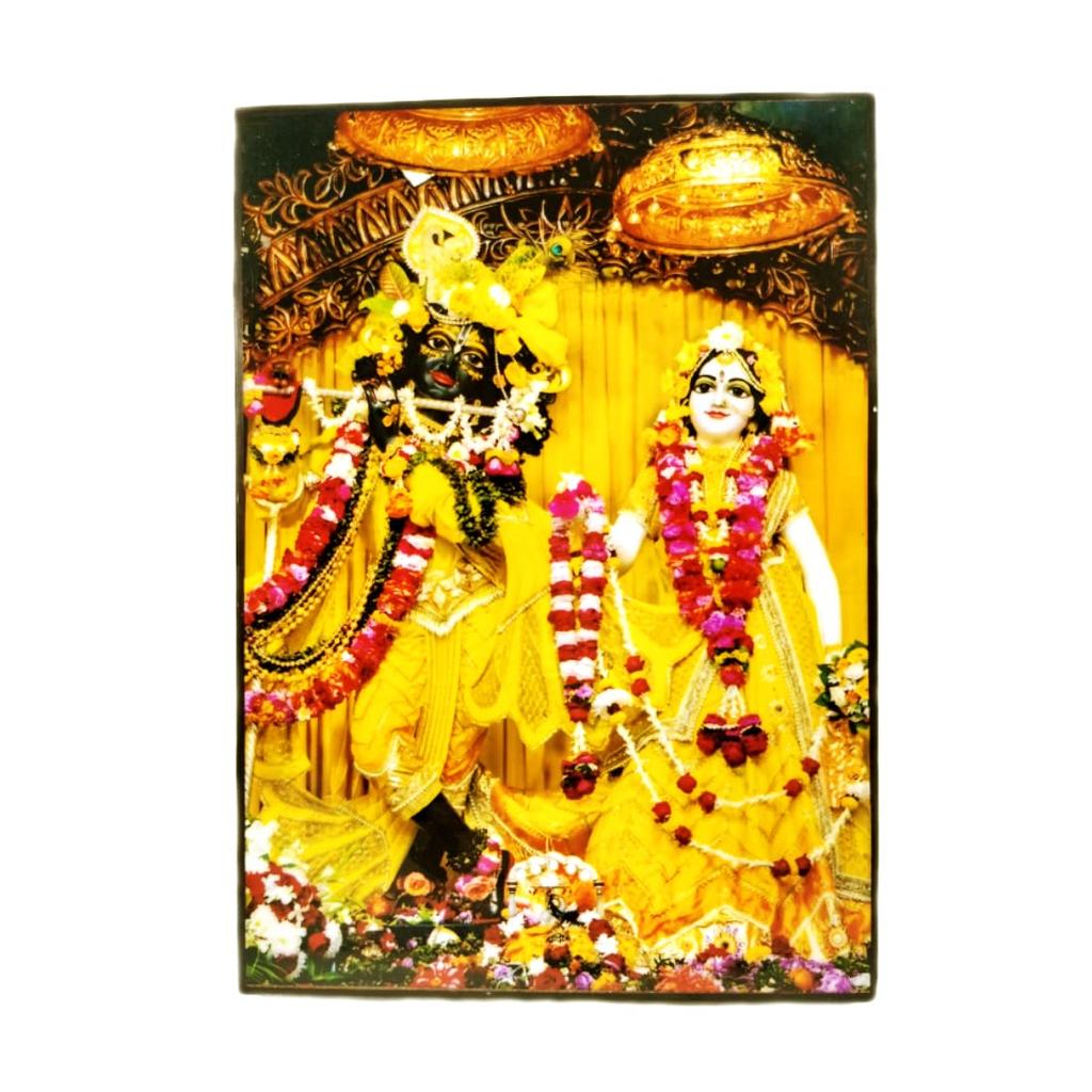 Iskcon Radha Krishna Photo Framed, Religious Painting | Home Decorative (17.78 X 12.75 cm)