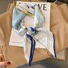 2024 Horse Print Silk Neck Scarf Female Square Hair Scarves Foulard Head Band Shawls Wraps Neckerchief Bandana Women
