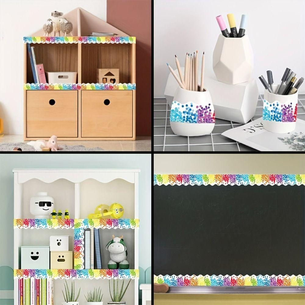 Colored Wavy Edge Paper DIY Wall Decoration Poster Border Stickers for Classroom Board Home Party