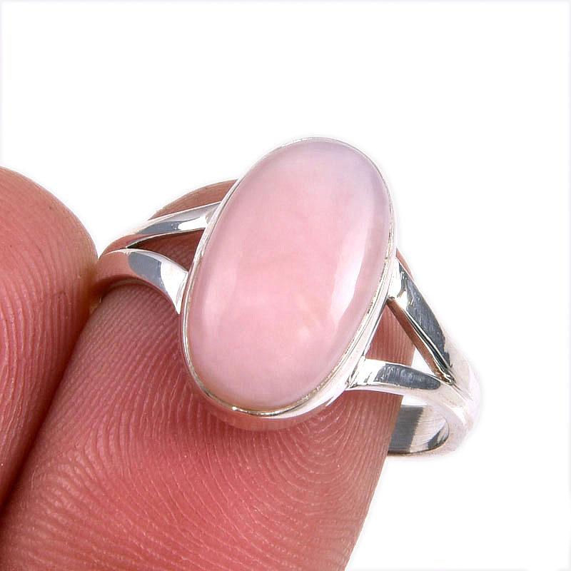 Natural Pink Opal Gemstone 925 Solid Sterling Silver Jewelry Ring Size 9 D6z28