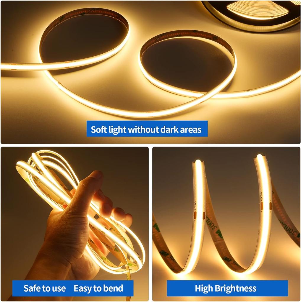 DC 5V USB COB Strip 320Leds/M White/Ice Blue/Pink/Yellow/Pink/Red Flexible Ribbon Rope Night Lamp TV Backlight LED Strip