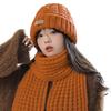 Thick Warm Wrap Hat & Scarf Warm Set Acrylic Blended Cashmer Keep Warm Cap  For Travel Outdoor