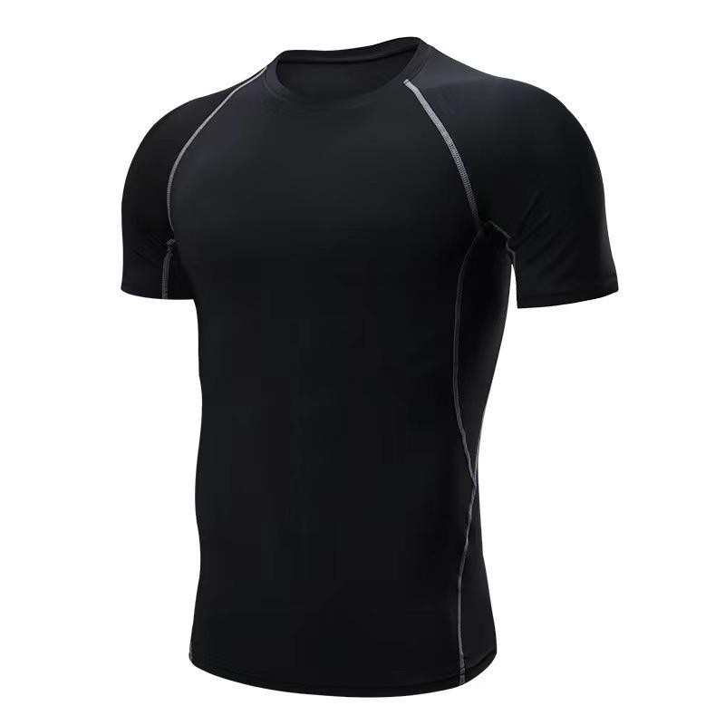 2 Pack Men's Compression Shirts Long Short Sleeve Rash Guard Workout Top, Black