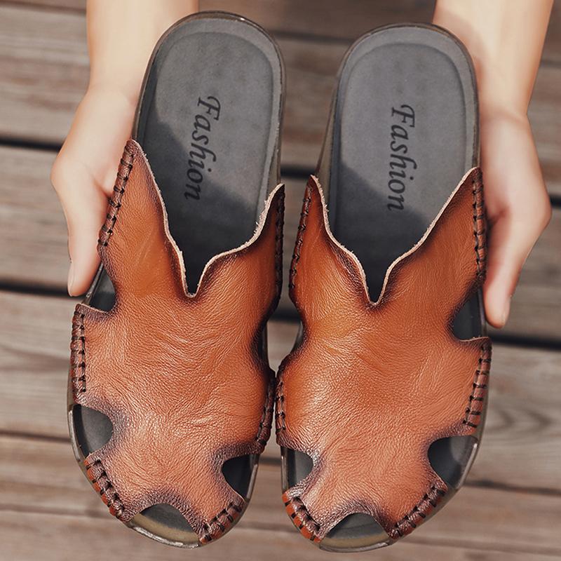 38-48 Летние мужские большие сандалии-шлепанцы баотоу ручной работы, уличные сандалии, модные повседневные шлепанцы