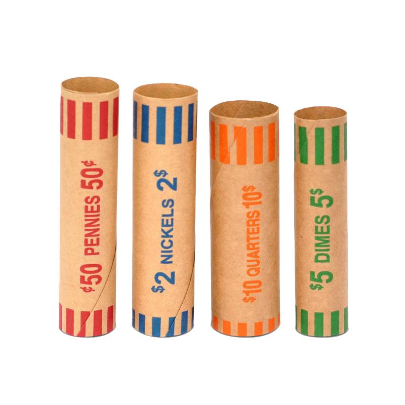 5/10 наборов разноцветных кодированных оберток для монет, предварительно сформированные рулоны оберток для монет, высококачественный материал, крафт-бумага, тубы для упаковки монет