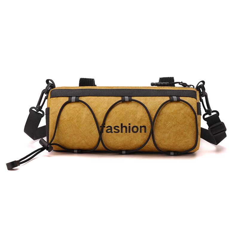 Simple Letter Print Neutral Cylindrical Crossbody Bag With Reflective Strip For Casual Outings