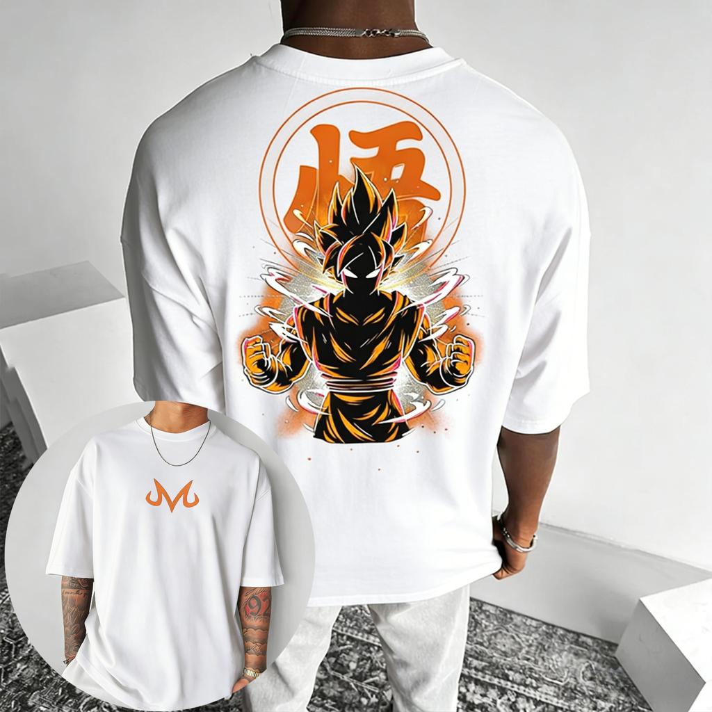 Аниме Dragon Ball Гоку Круглый вырез Короткий рукав 2026 Bandai Летняя Мужская Спортивная Свободная и Дышащая Хлопковая Футболка