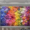 2D plane dense rainbow flower wall backdrop fabric made of polyester fibers with colorful flowers and butterfly patterns