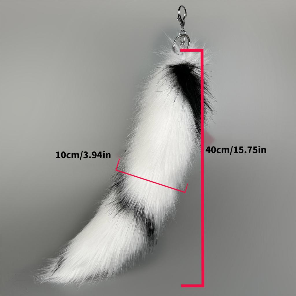 Faux Animal Tail Keychain Colorful Keyring 40cm Plush Furs Pendant Accessory for Bags and Car Keys Soft Decorative Charm