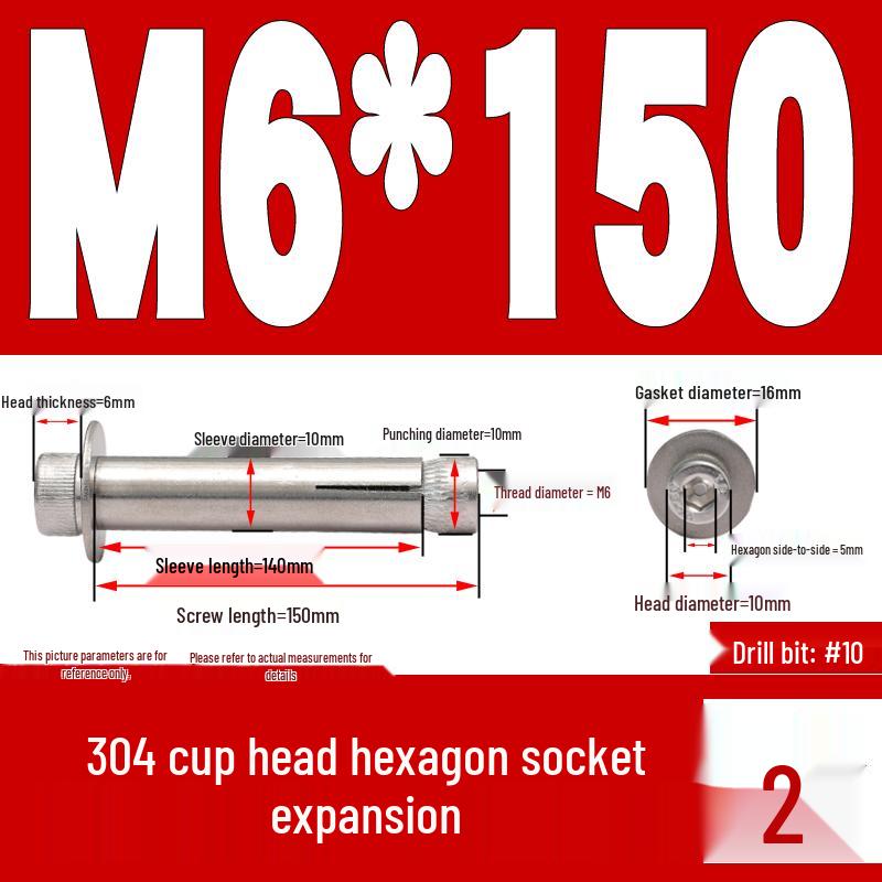 Шестигранный анкерный болт из нержавеющей стали 304 M6/M8/M10 x 60/70/80/90