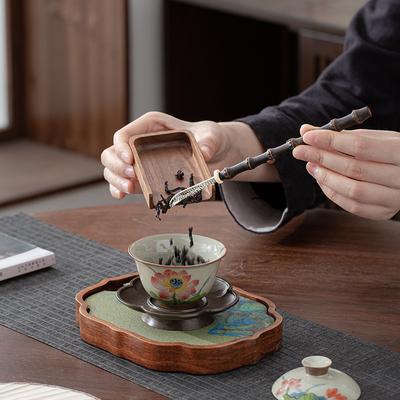 Китайская фиолетовая бамбуковая чайная ложка ручной работы, оловянные ложки для заваривания чая, лопатка для распределения чая, чахэ, бытовая тыква, ложка для пробуждения чая, ремесла