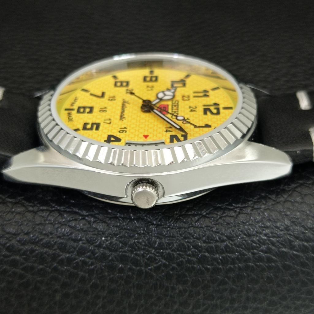 ВИНТАЖНЫЕ АВТОМАТИЧЕСКИЕ SEIKO 5 ВОССТАНОВЛЕННЫЕ ЯПОНСКИЕ МУЖСКИЕ ЧАСЫ С ЖЕЛТЫМ ЦИФЕРБЛАТОМ a443970-1