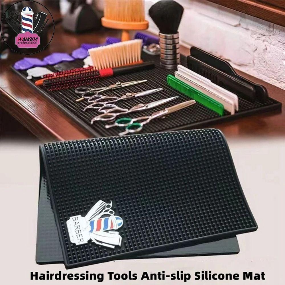 Heat Resistant Anti Slip Barber Station Pad Black Siliconen Mat Hairdressing Tools Pad