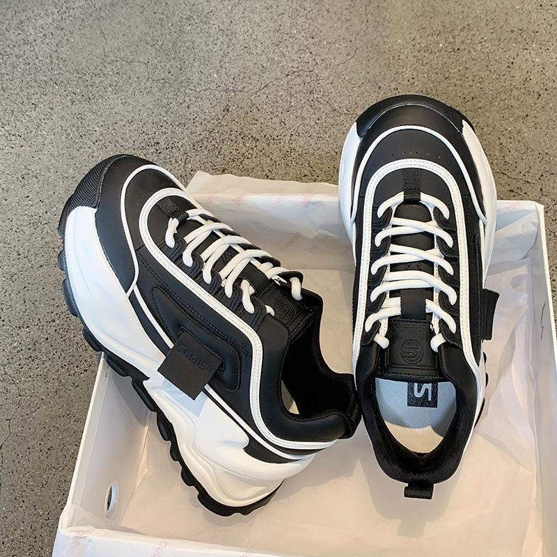 Новые модные толстые кроссовки женские на танкетке, туфли на платформе для женщин, дышащая повседневная спортивная обувь для женщин, на шнуровке, Zapatos Mujer