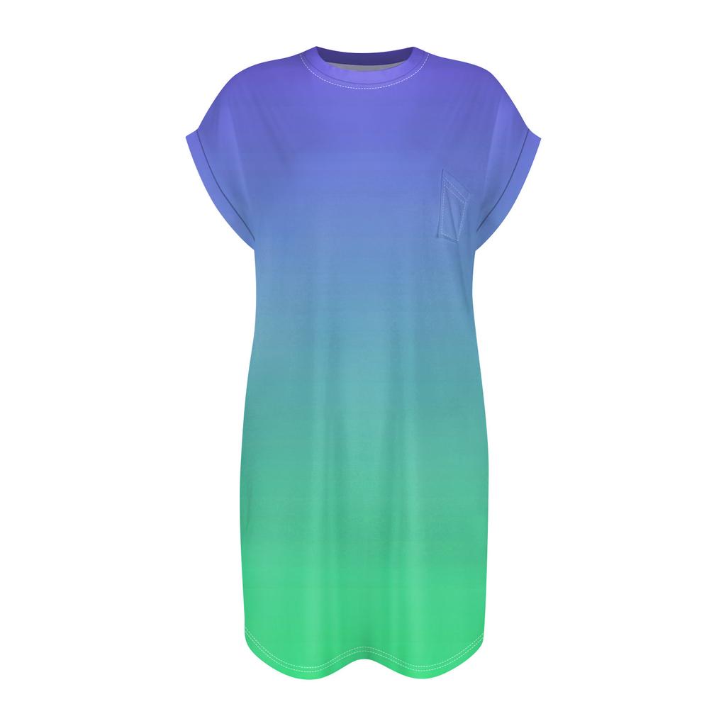 Женское повседневное летнее платье с круглым вырезом и коротким рукавом, футболка, платье, карман