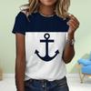 Fashion Women Navy Ship Anchor Print T Shirt Funny Casual O-neck Short Sleeves T-shirt Summer Female Tee Shirt