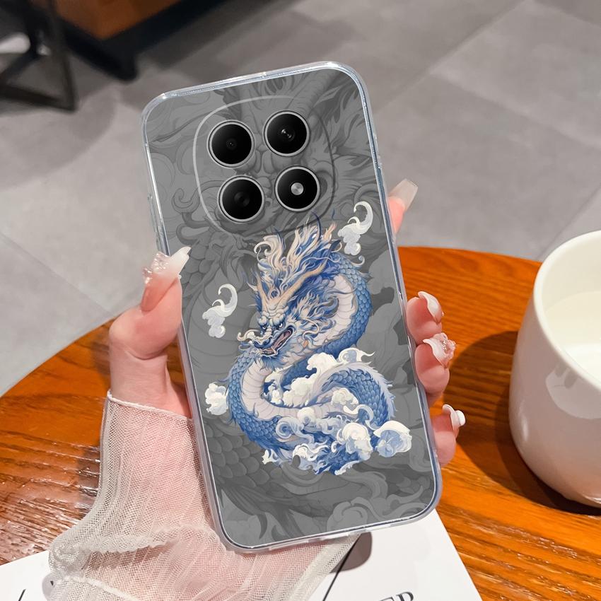 Подходит для Redmi Note 15 14 Pro 14S 15 15C A5 A1 Популярный Креативный Чехол для Телефона с Буквами и Узорами Прозрачный Силиконовый Нескользящий Чехол для Корпуса Redmi