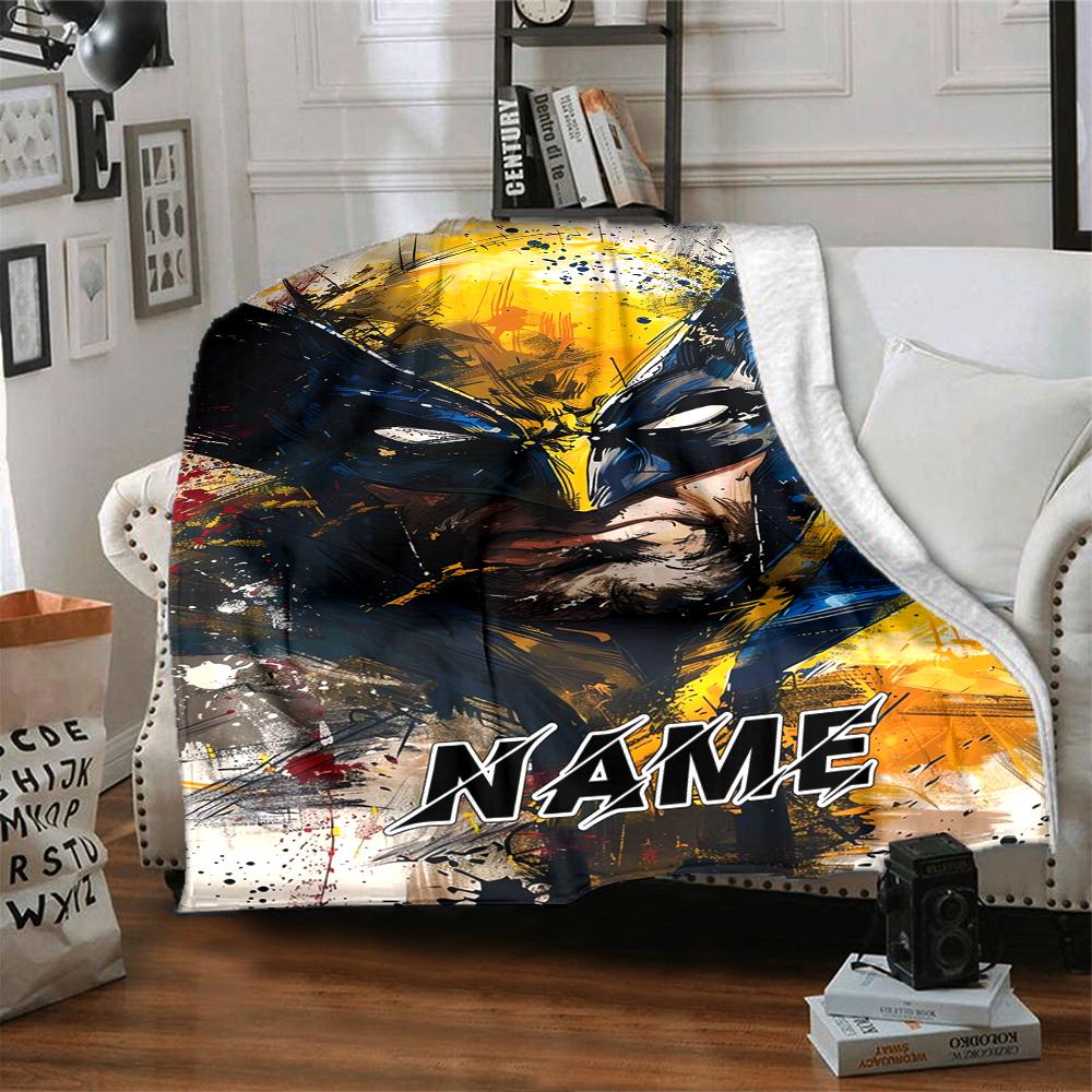Custom Name Wolverine Superhero Artwork blanket for Couch & Bed, Plush Cozy Fuzzy Blanket Super Soft & Warm Blankets for Fall and Winter. 09088