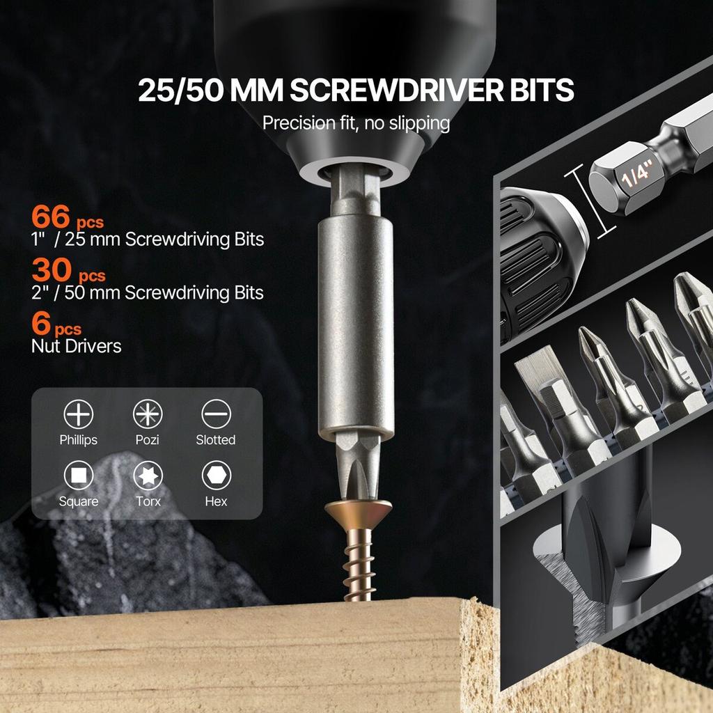 Drill Bit Set 246PCS Screwdriver Bit Set with Carrying Case Multi-purpose