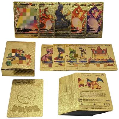55 карт TCG в ассортименте из золотой фольги, карты GX V-Vmax DX Charizard, обычные/необычные карты, коллекция карт V-max