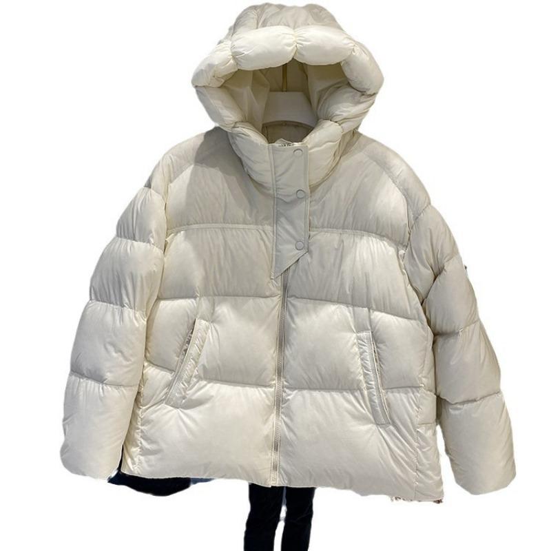 Женский зимний пуховик новый короткий с капюшоном куртка-хлеб утиный пух модная универсальная теплая куртка