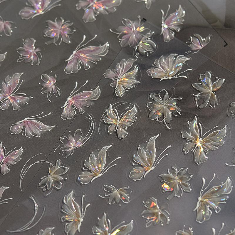 Наклейка для ногтей в форме бабочки Авроры, клей для улучшения реалистичности, стереоскопический маникюрный салон своими руками
