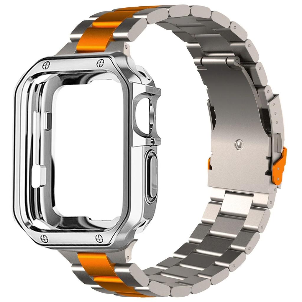 Classic Titanium Bracelet+TPU Case For Apple Watch Ultra 2 49mm 45mm 44mm 42mm 40mm Metal Mens Business Band For iWatch Series 9 8 7 6 5