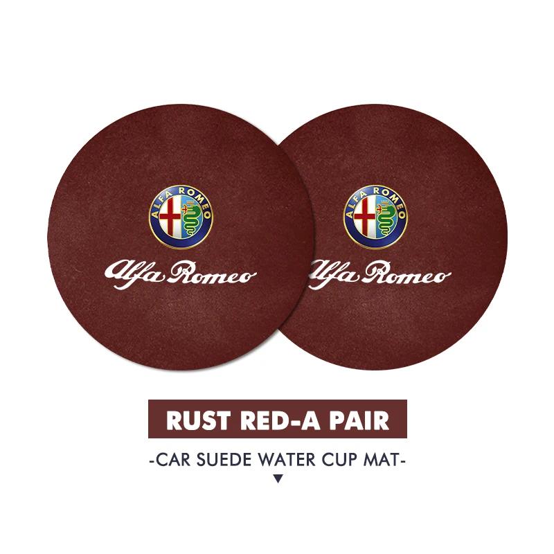 Car Stickers For Alfa Romeo For Alfa Romeo 2PCS Car Logo Anti-Slip Water Cup Pad Drink Holder Mat Interior Accessories Giulietta