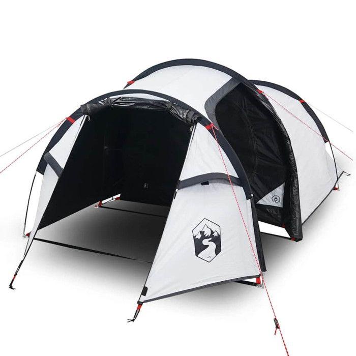 VidaXL Tente de Camping 4 Personnes, Tente d'Ombrage avec Sac, Auvent Portable avec Parois Latérales pour Randonnée, Blanc 94393