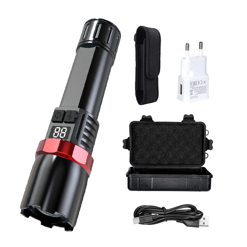 High Power LED Flashlight Powerful USB C Rechargeable Tactical Zoom Flashlight with 3 Gear Outdoor Camping Hiking Fishing Torch