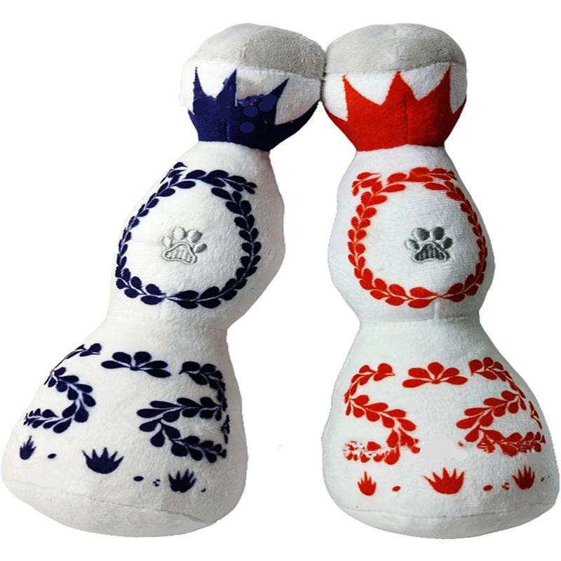 Lovely Stuffed Plush Pet Chewing Toys Plush Dog Wine Bottle Squeaky Toys With BB Sound