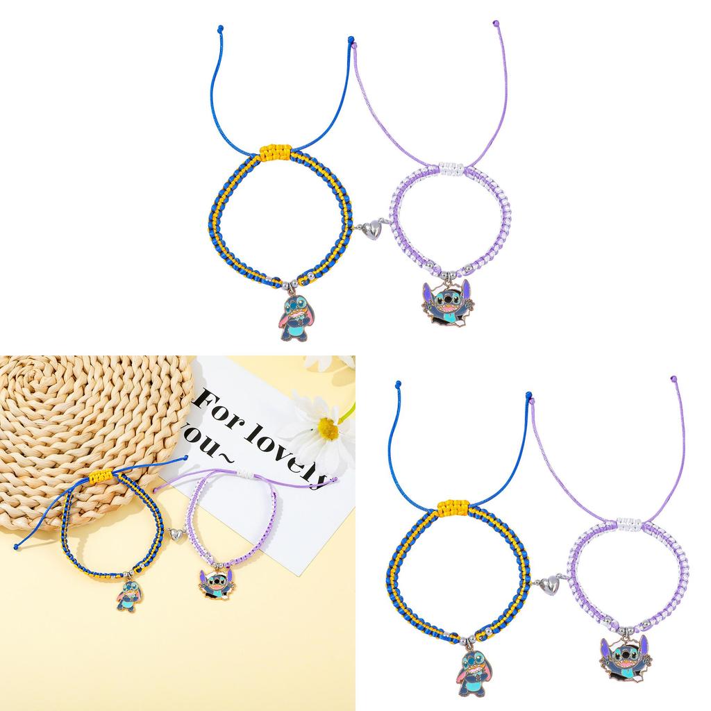 Stitch Friendship Gift Cartoon Stretch Bracelet With Zinc Alloy Clasp For Couples