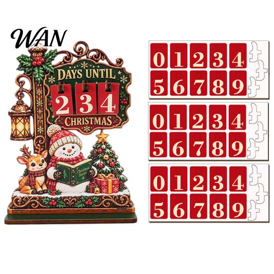 Christmas Party Favor Wooden Advent Countdown Calendar Tabletop Decor, Manual Flip Days Until Festive Fireplace Ornament Ornament, Vintage Xmas