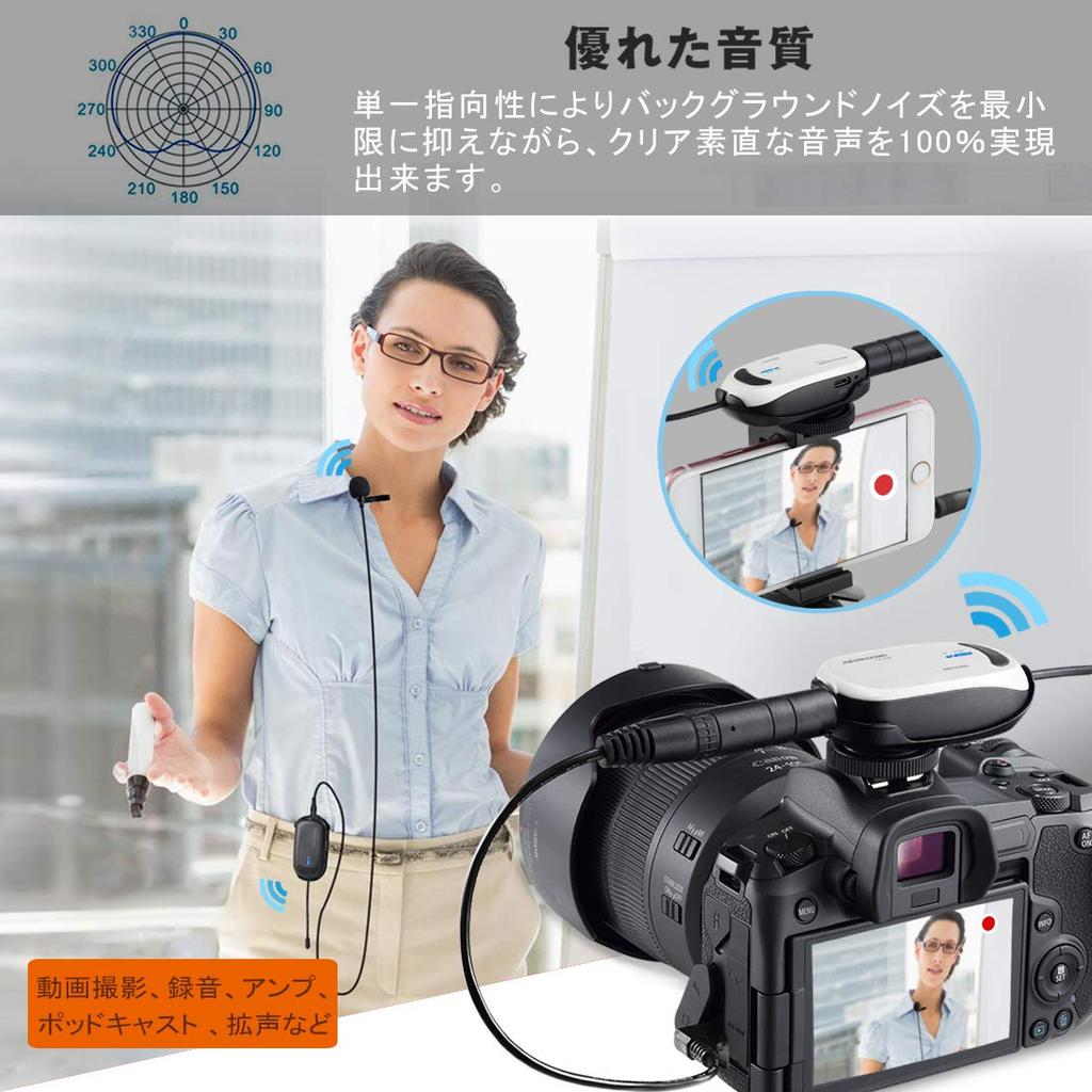 Alvoxcon Wireless Microphone Headset Pin Microphone Wireless UHF Clip Microphone Wireless Microphone Video Shooting Recording Loudspeaker Camera