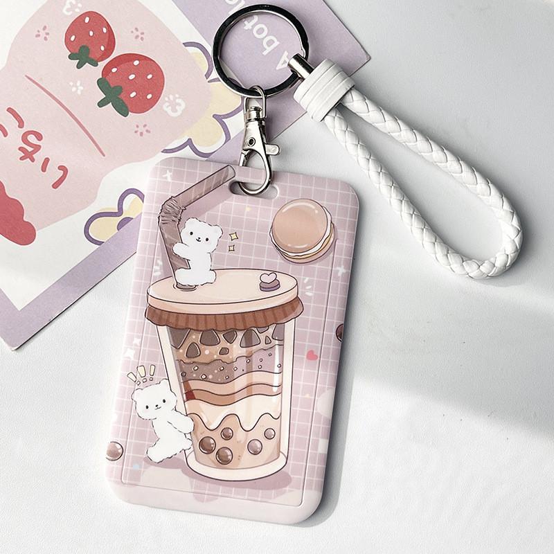 Чехол с мультяшным принтом, идентификационная бирка, чехол для рабочей карты с эластичным ремешком на запястье, держатель для бейджа, чехол для деловой карты доступа