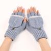 Fingers Free Wool Gloves Women Knitted Flip Fingerless Exposed Finger Gloves Mittens Winter Warm Thickening Female Mitts