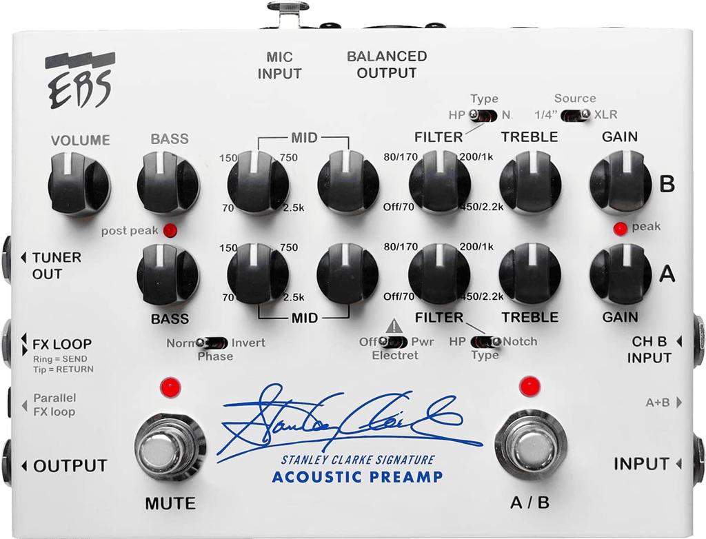 EBS Stanley Clarke Signature Acoustic Preamp Tanley Clarke Signature Acoustic Preamp White