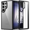 Protective Case - BOOLING - for Samsung Galaxy S23 Ultra - Black Silicone - Transparent PC Back - Anti-scratch