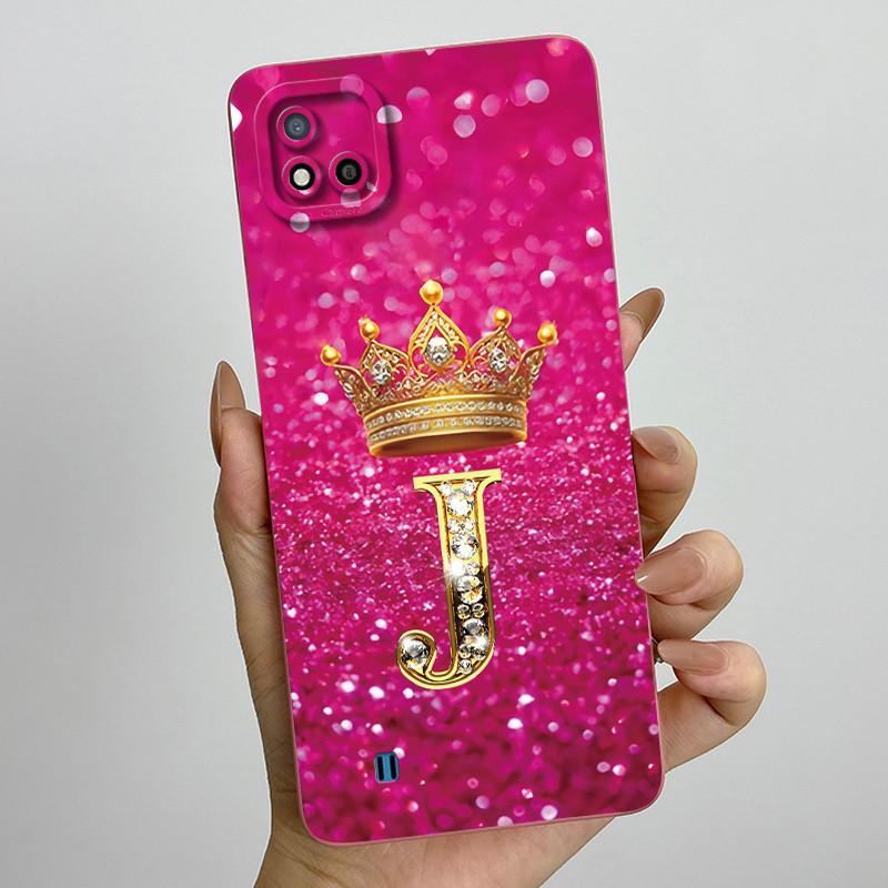Для Realme C11 2021 RMX3231 C20 Чехол Корона Буква Жидкий Силикон Мягкие Чехлы для Телефона Для RealmeC20 C20A Полная Защита Задняя Крышка