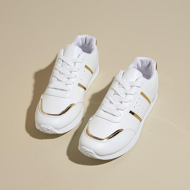 Мода 2024Новинка Женская обувь из вулканизированной кожи с круглым носком на плоской подошве для женщин Кроссовки на платформе со шнуровкой Повседневные Модные туфли на плоской подошве в Пномпене