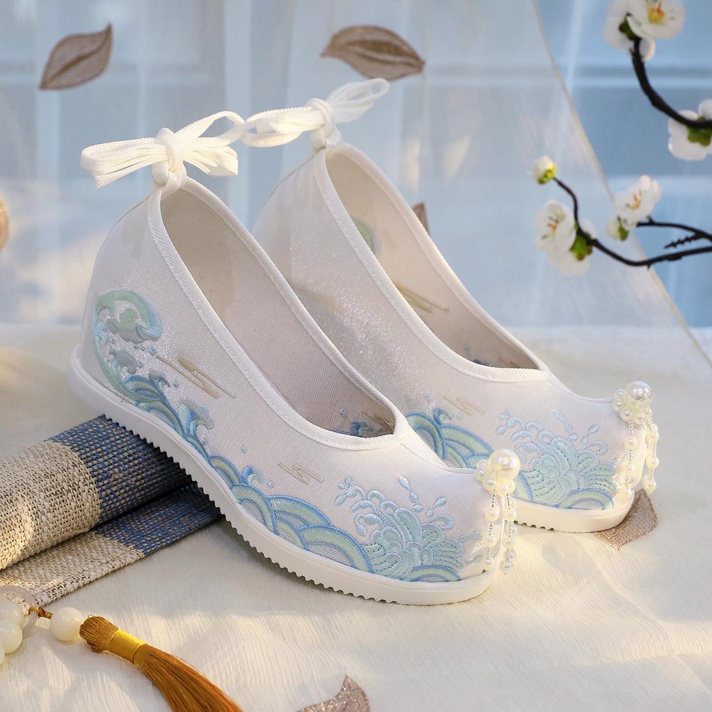 Embroidered Shoes Hanfu Shoes Han Element Ancient Cloth Shoes The Inner Height of The Shoes Increases By 6cm