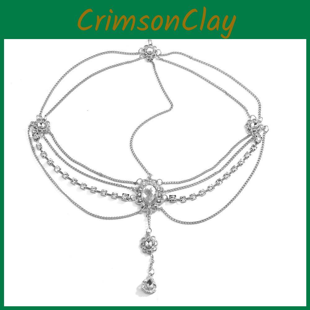 Rhinestone Elegant And Multi Layer Chain Design Women Silver Headwear Jewelry