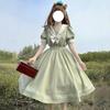 Soft Sister Cute Lolita Dress Women Sweet Puff Sleeve Slim Student Dresses Party Retro Girls Bow Salior Collar Vestidos