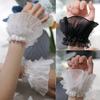 Victorian Lace Ruffled Wrist Solid Color Lolita Style Cuffs Fake Sleeves Cuffs  Daily Accessory