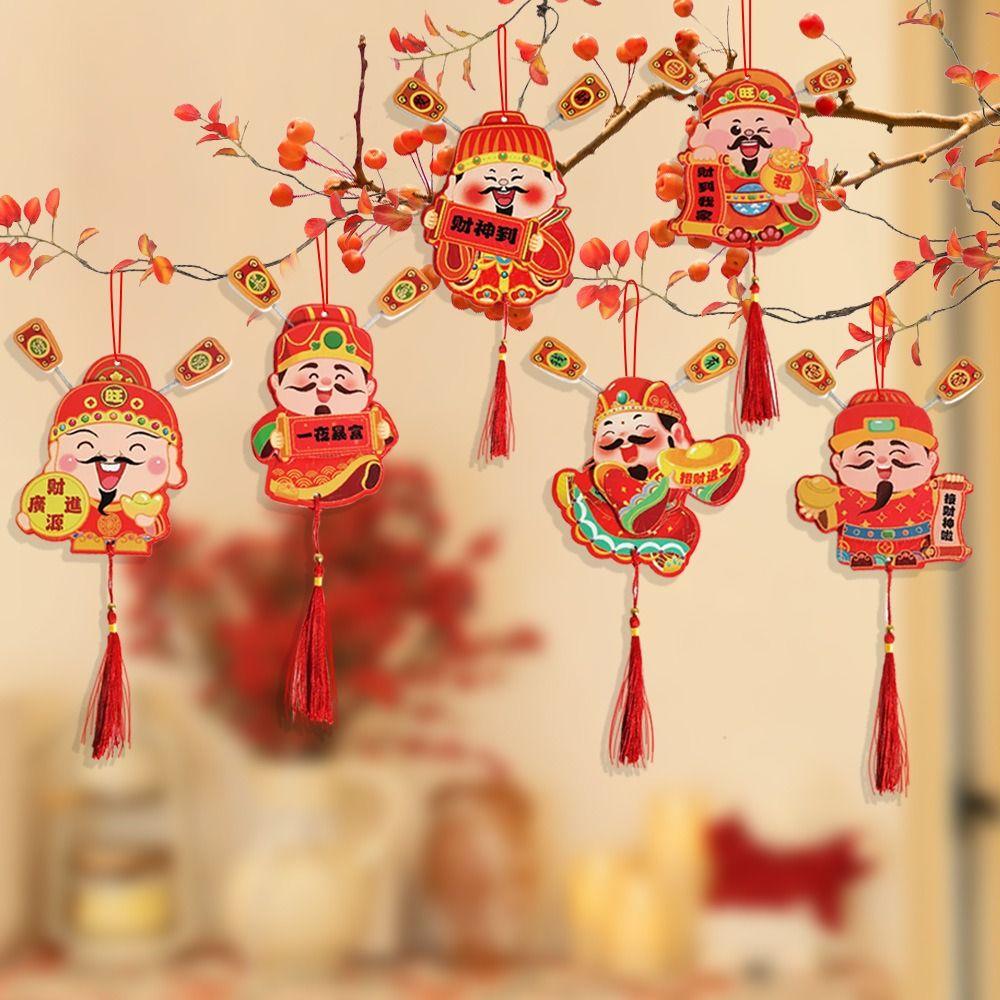 Festive Chinese God of Wealth Fridge Magnets Traditional New Year Fridge Stickers  Spring Festival