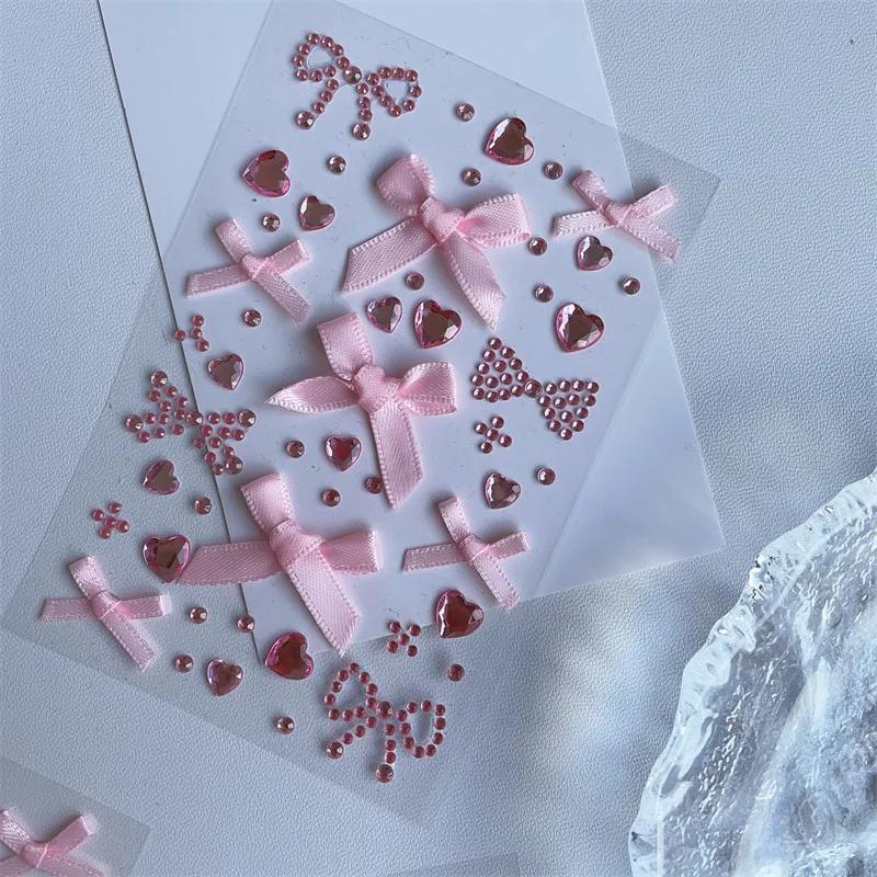 Сделай сам Декор K-pop Наклейка для фотокарточки 3D Стерео Бант Сердце Стиль Скрапбук Журнал Наклейка Милый Розовый Красный Цвет Наклейка на Чехол для Телефона