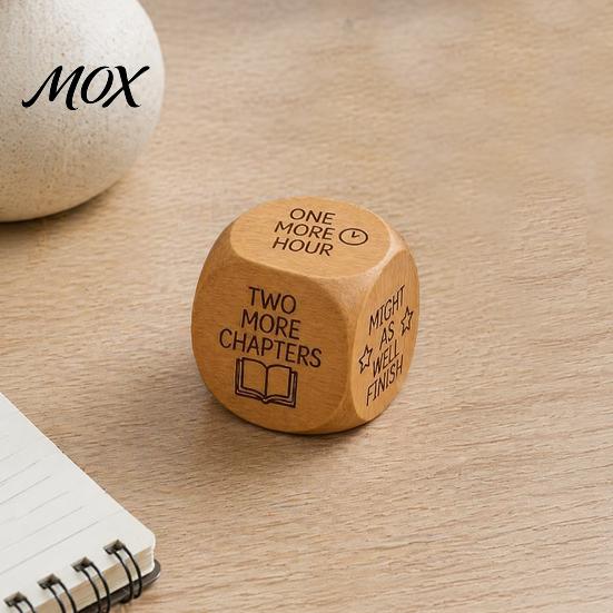 Book Club Reading Incentive Wooden Decision Dice, 6-Sided Wood Engraved Quotes Prompt, Natural Motivation Gadget Charm, Fun Companion Lover Habit Dice