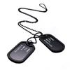 Military Army Style Black 2 Dog Tags Pendant Sweater Chain Necklace Men's Jewelry