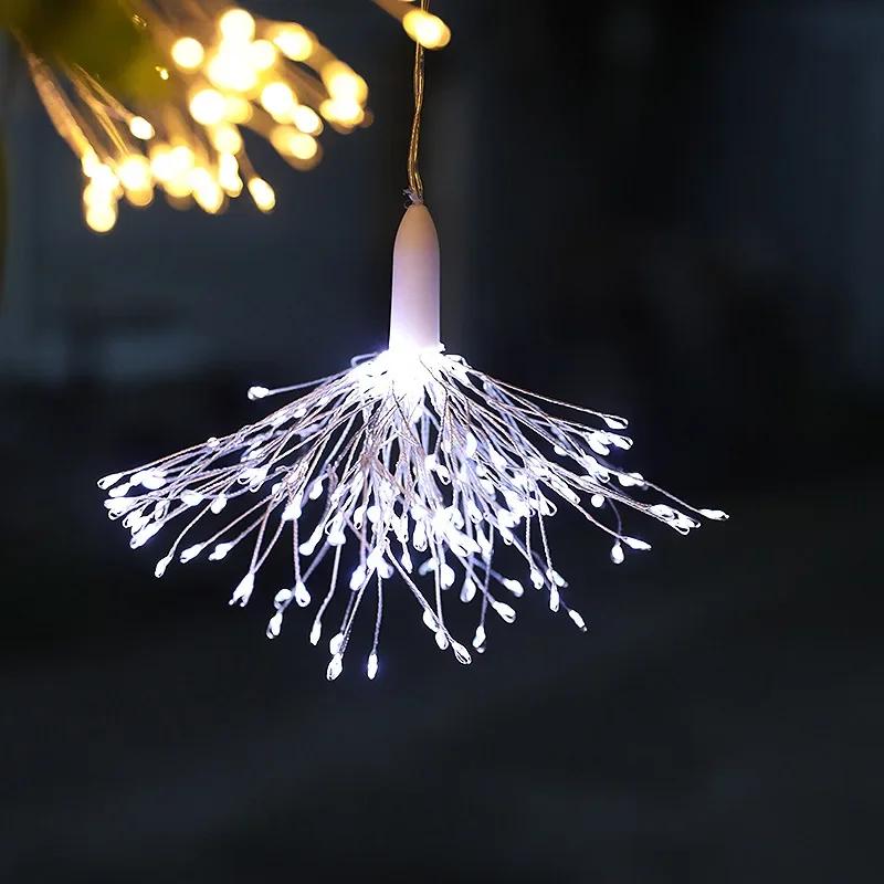 Светодиодные подвесные фейерверки на елку, украшение для двора, взрывные фейерверки, медные проволочные огни 1 шт.